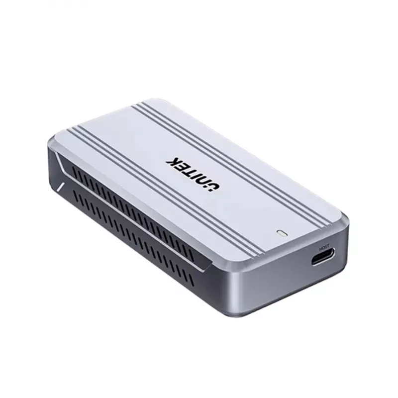 Case per SSD Unitek S1242AGY01-EU USB4 40 Gbit/s, M.2 NVMe, fino a 8 TB, alluminio/plastica, raffreddamento attivo
