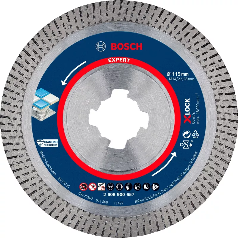 Bosch Expert HardCeramic X-LOCK disco da taglio diamantato, 115 mm, 2608900657