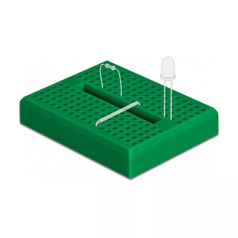 Breadboard DELOCK 18321 — breadboard senza saldatura, plastica, 36×46×10 mm, verde