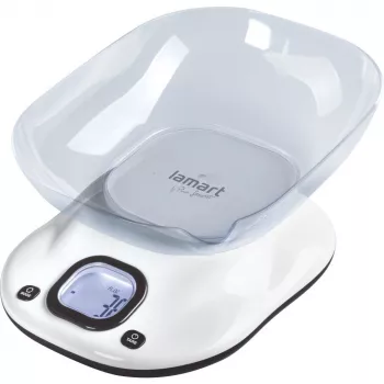 Bilancia da cucina LAMART LT7073 — comandi touch, grande LCD, ciotola rimovibile, selezione unità (g/ml/lb:oz), batteria AAA