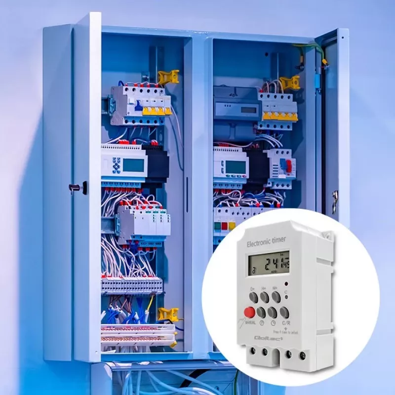 Timer elettronico per guida DIN QOLTEC PC0629 — alimentazione 24V, uscita 16A
