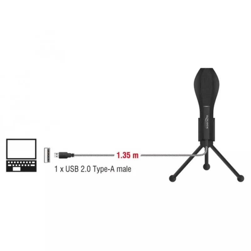 Microfono a condensatore USB con supporto da tavolo - ideale per gaming, Skype e canto
