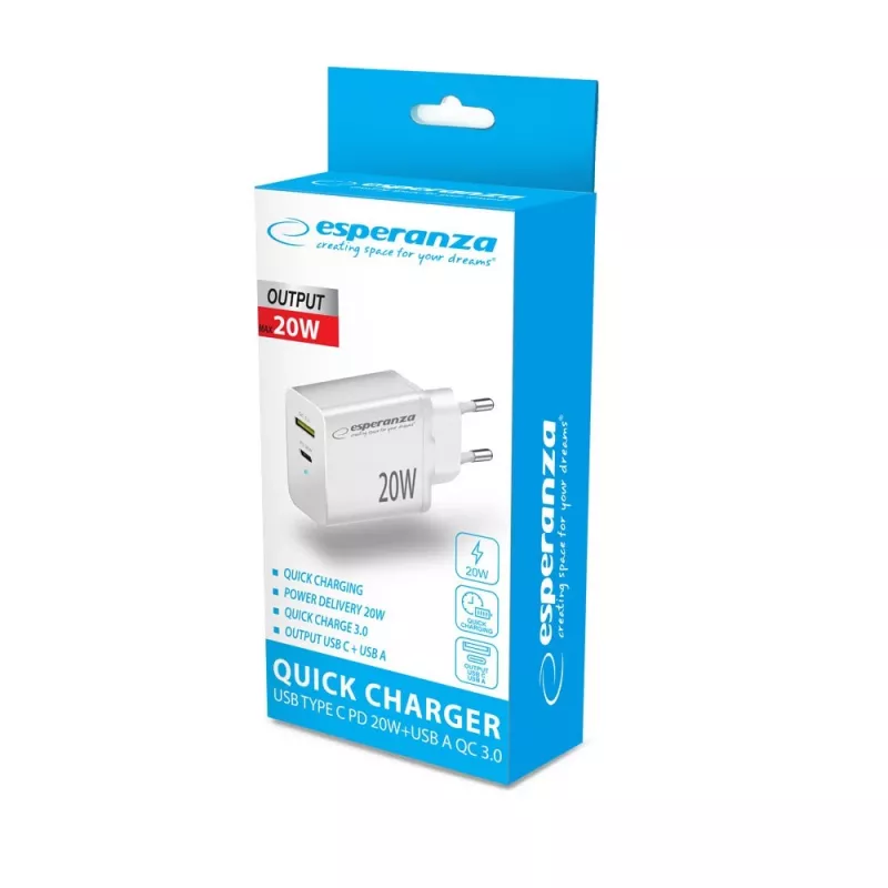 Caricabatterie da parete Esperanza EZC105W 20W bianco