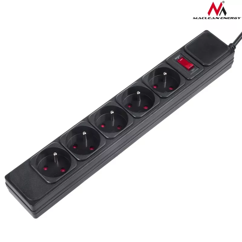 Prolunga elettrica Maclean MCE219 1,5 m 5 prese AC per interni nero