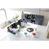 Up Up Seul sgabello ergonomico a bilanciere nero, D47 tessuto blu
