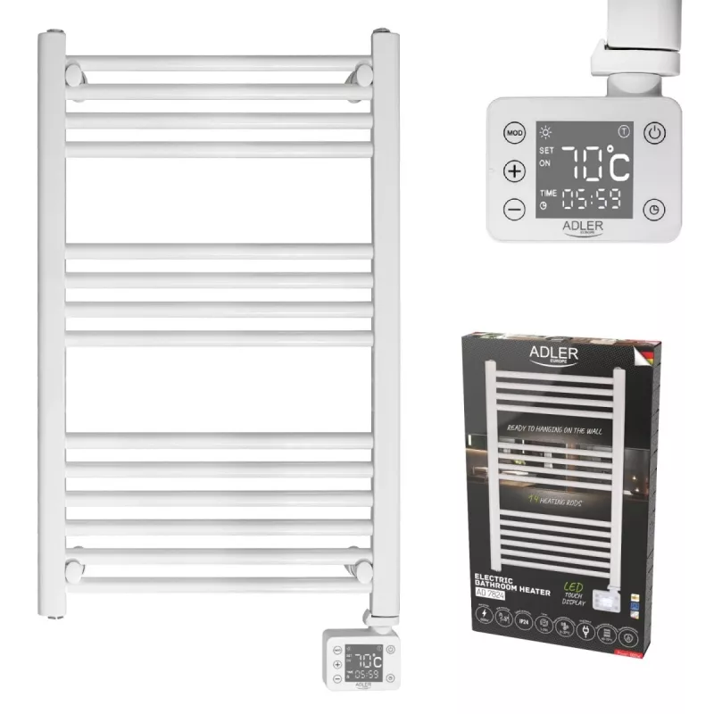 Termoarredo elettrico per bagno Adler AD 7824 600 W, bianco, IP24, a parete, 500×900 mm