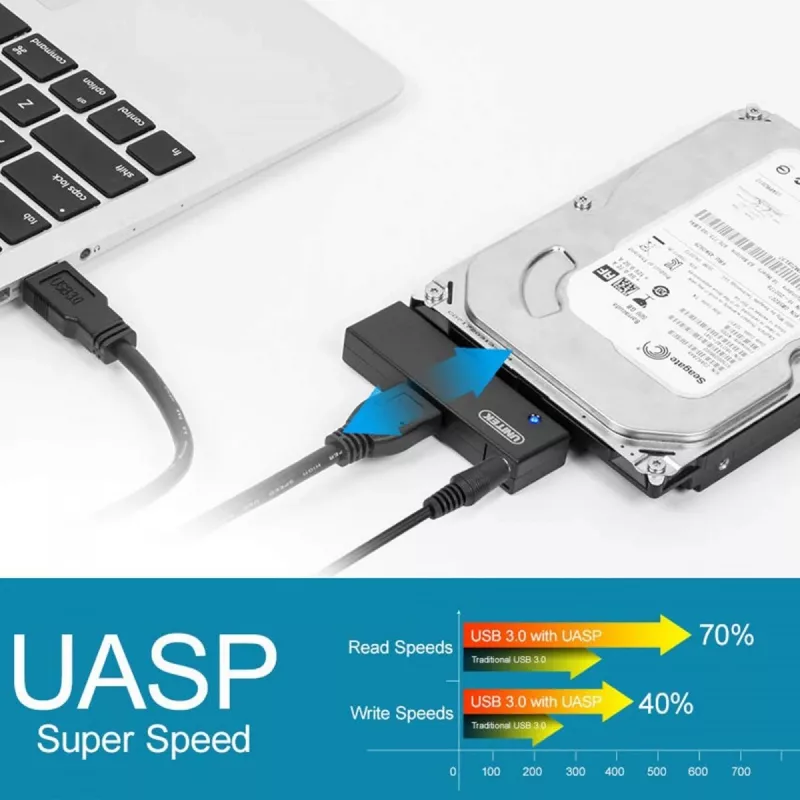 Scheda di interfaccia Unitek Y-1039, cavo USB in dotazione, 5 Gbit/s, nero, Plug-and-Play
