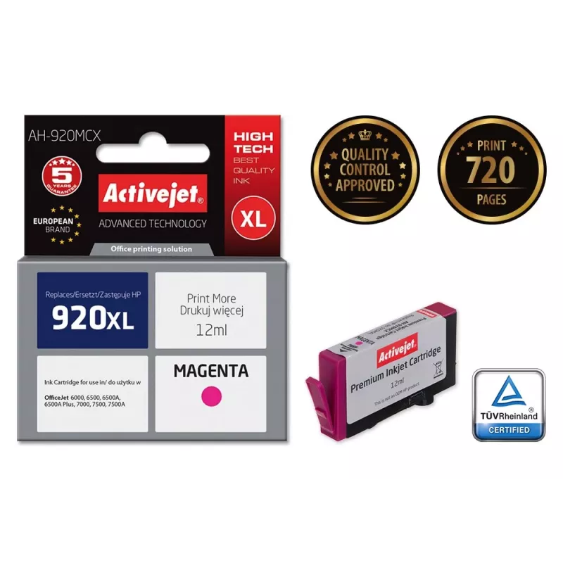 Activejet AH-920MCX cartuccia d'inchiostro (sostituto per HP 920XL CD973AE; Premium; 12 ml; magenta)