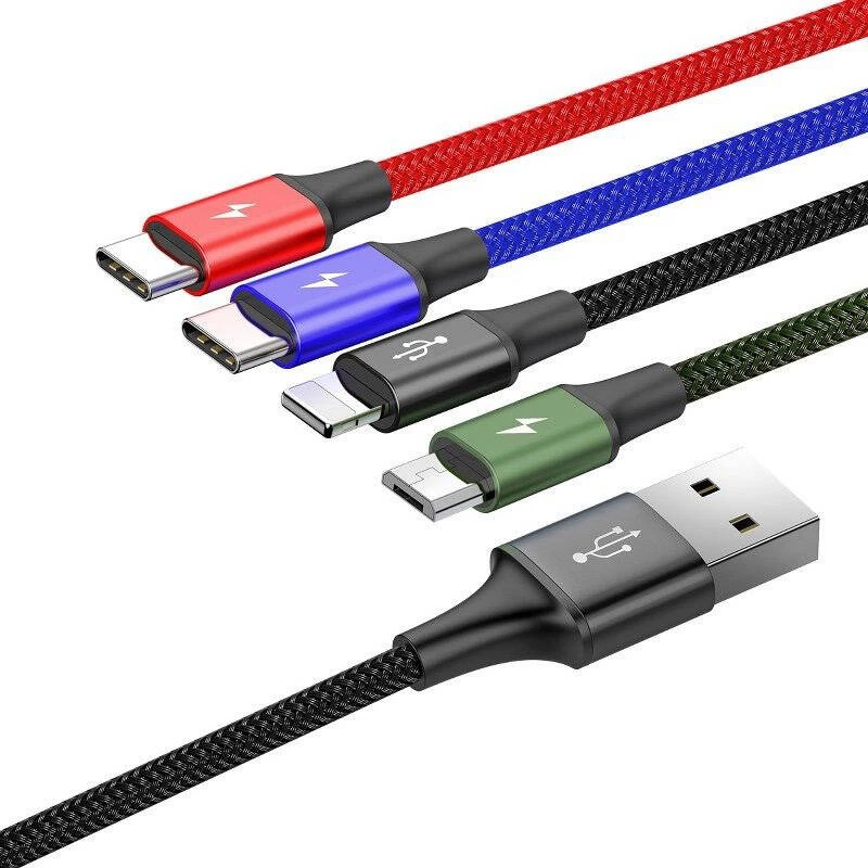 Cavo USB Baseus Fast 4in1 2xUSB-C / Lightning / Micro 3.5A 1.2m (nero)