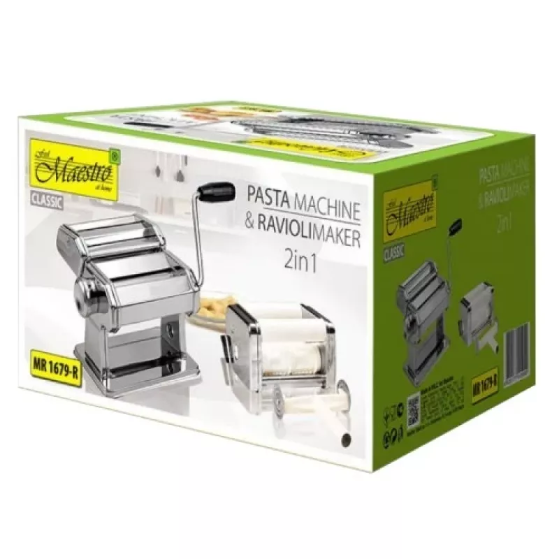 Macchina per pasta manuale Maestro MR1679R — acciaio inox, accessorio per ravioli, taglio 6 mm