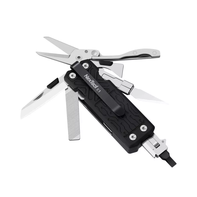 Multitool Nextool E1 10-in-1 da tasca, nero, coltello pieghevole, 94 g, chiuso 7,9 cm