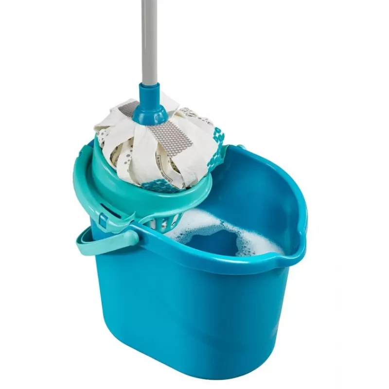 LEIFHEIT 52106 Mop in cotone, fibra asciutto e bagnato blu, bianco