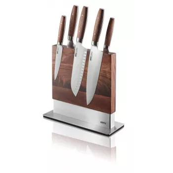 Cechietto portacoltelli GEFU 13958 di NPC Polska – acciaio inox e noce, 90×250×256 mm