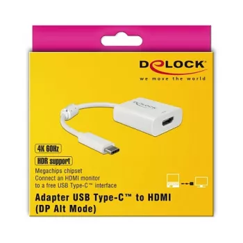 Adattatore per cavo video DeLOCK 63937 USB Type-C a HDMI 0,1 m bianco