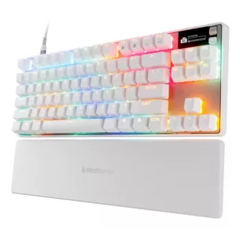 Tastiera meccanica TKL da gaming STEELSERIES Apex Pro TKL Gen 3 bianco — layout US, RGB, switch regolabili