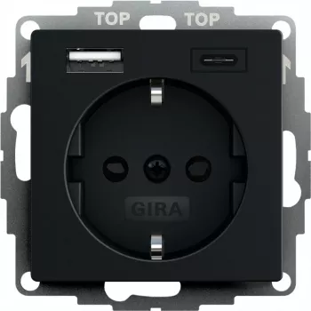gira presa con porta USB, modello 2459005, nero