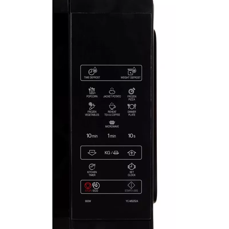 Microonde Sharp YC-MS252AE-B, a libera installazione 25 L, 900 W, comandi touch, 11 livelli di potenza, sicurezza bambini, funzione ECO, nero