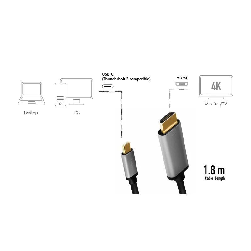 Cavo LogiLink CUA0101 USB 3.2 Gen1 Type-C a HDMI-A 1,8 m nero grigio