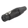 Connettore femmina per cavo XLR 3 poli EQUIP, nero, 30,5 g, 19,2×19,2 mm
