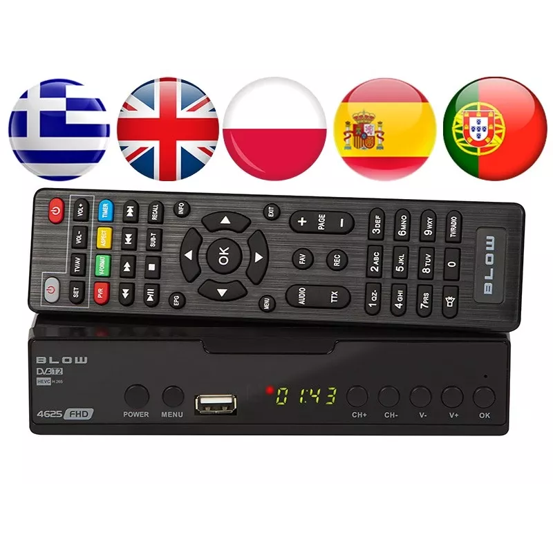 Sintonizzatore TV digitale BLOW 4625FHD DVB-T2 H.265 ricevitore terrestre, HDMI, USB, SCART, Ethernet, S/PDIF