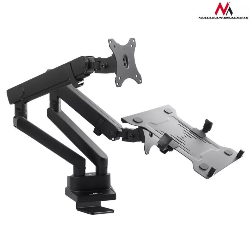 Supporto da tavolo doppio per monitor e laptop MACLEAN MC-813 per schermi 17–32 pollici, VESA 75x75/100x100