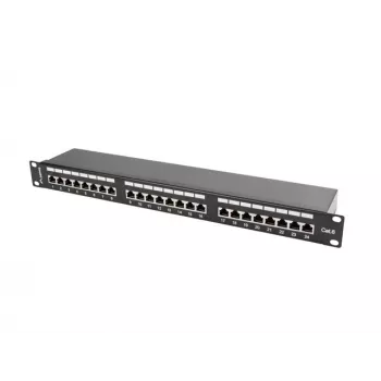 Patch panel 1U LANBERG PPS6-1024-B, 24 porte Cat6, metallo, nero, 442×114,5×44,5 mm