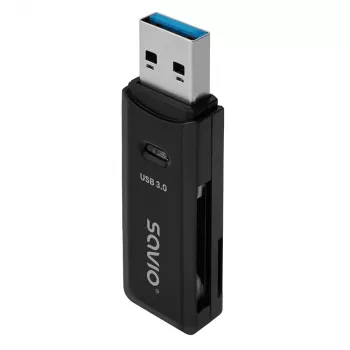Lettore di schede SAVIO AK-64 USB 3.2 Gen 1 uscita Type-A, slot MicroSD, 5000 Mbit/s, nero