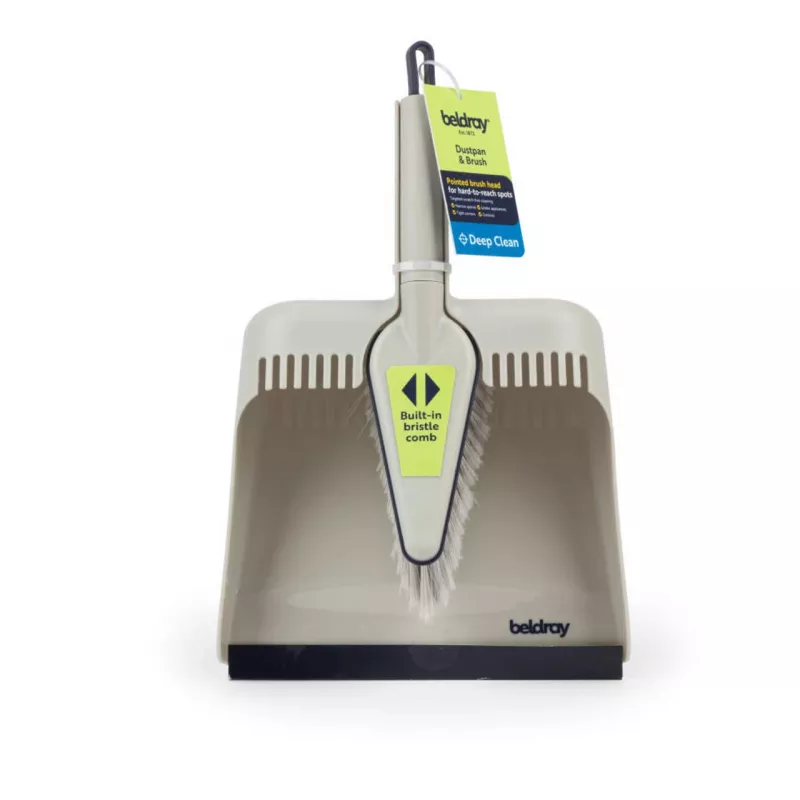 Set scopa e paletta Beldray LA032760PEU7 Deep Clean Design, scopa e paletta compatte con setole angolate e paletta abbinata