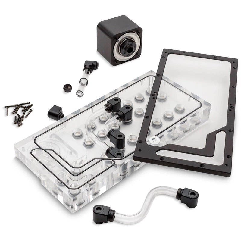 Piastra di distribuzione pompa EK Water Blocks EK-QuantumX Loophole D5 PWM nero plexiglass
