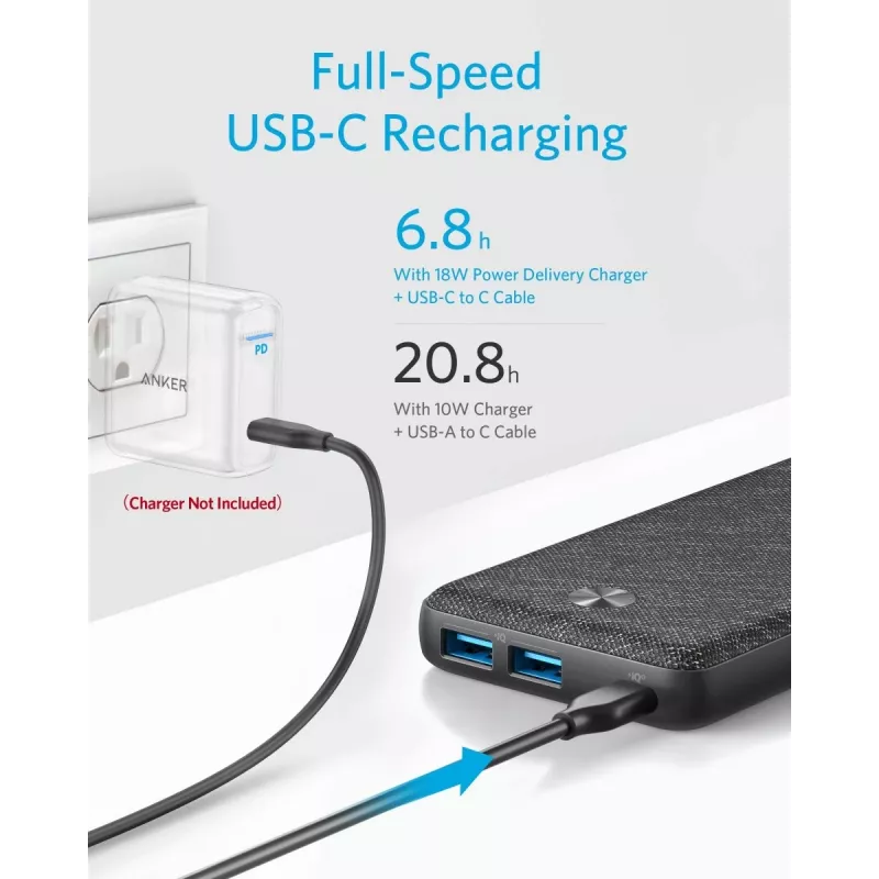 POWER BANK USB 20000MAH nero/A1365G11 ANKER