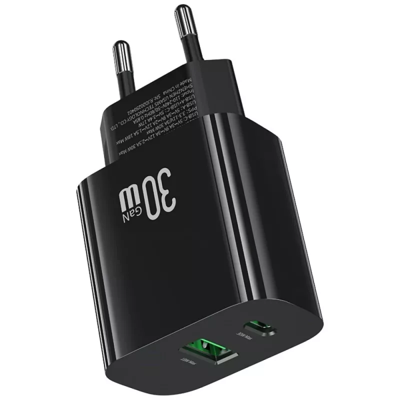 Caricabatterie USAMS USA001631 30W con 1x USB-C e 1x USB-A ricarica rapida