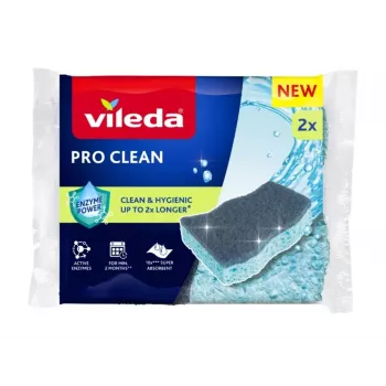 Spugna abrasiva in viscosa con enzimi Vileda Pro Clean 2 pz.