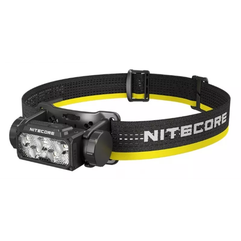 Torcia frontale Nitecore HC60 UHE con batteria ricaricabile 4000 mAh, 6-LED, impermeabile, resistente agli urti, nero/giallo