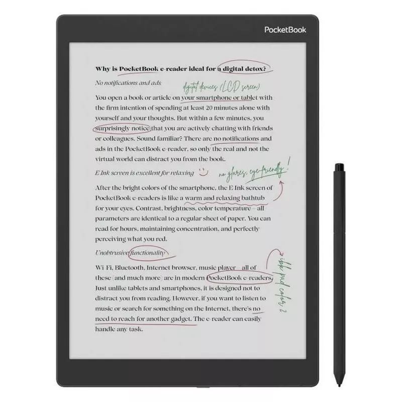 E-book reader PocketBook Color Note 10,3 pollici E Ink Kaleido, 32 GB, Wi‑Fi, touchscreen, nero/blu