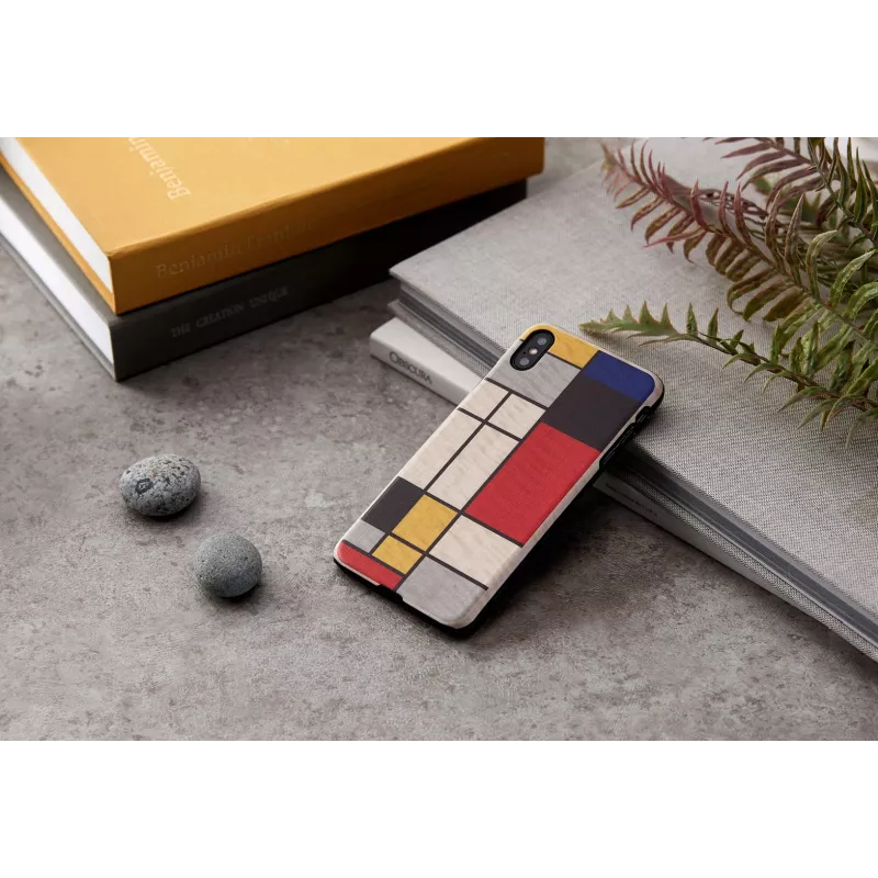 Custodia per smartphone man and wood per iPhone X/XS, retro in legno, cornice bianca