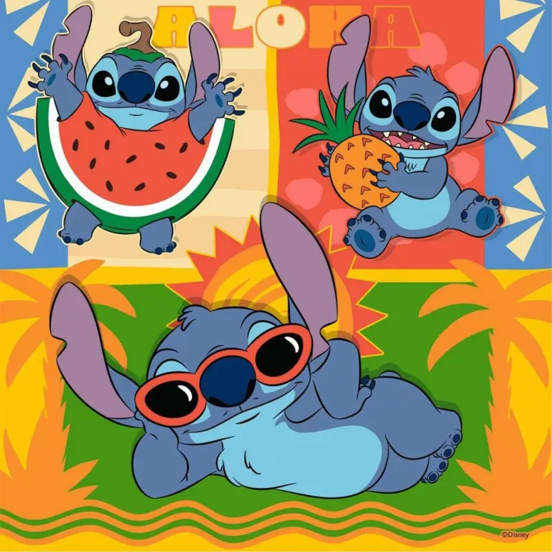 Puzzle per bambini Ravensburger Disney Stitch — 3 x 49 pezzi, adatto ai bambini