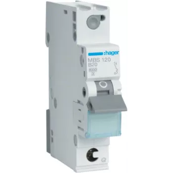 Hager MBS120 - 20 A - Tipo B - 1 modulo - -25 - 60 °C - -25 - 80 °C - 17,5 mm