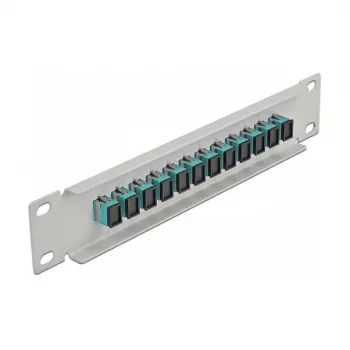 Patch panel fibra ottica DeLOCK 10 pollici 12 porte SC simplex acqua 1U grigio