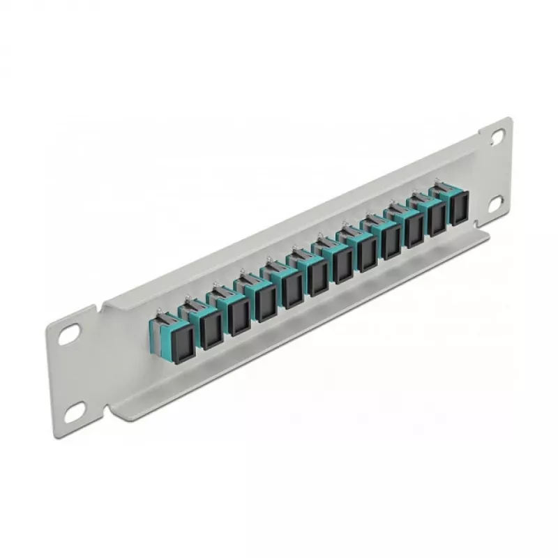 Patch panel fibra ottica DeLOCK 10 pollici 12 porte SC simplex acqua 1U grigio