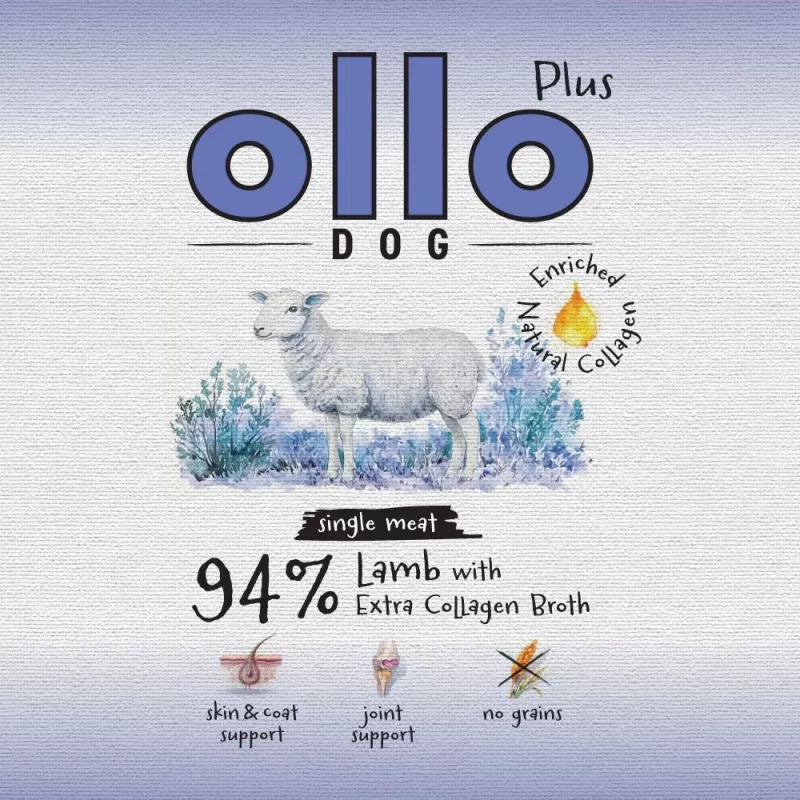 Ollo Plus Collagen agnello 400 g scatoletta per cani