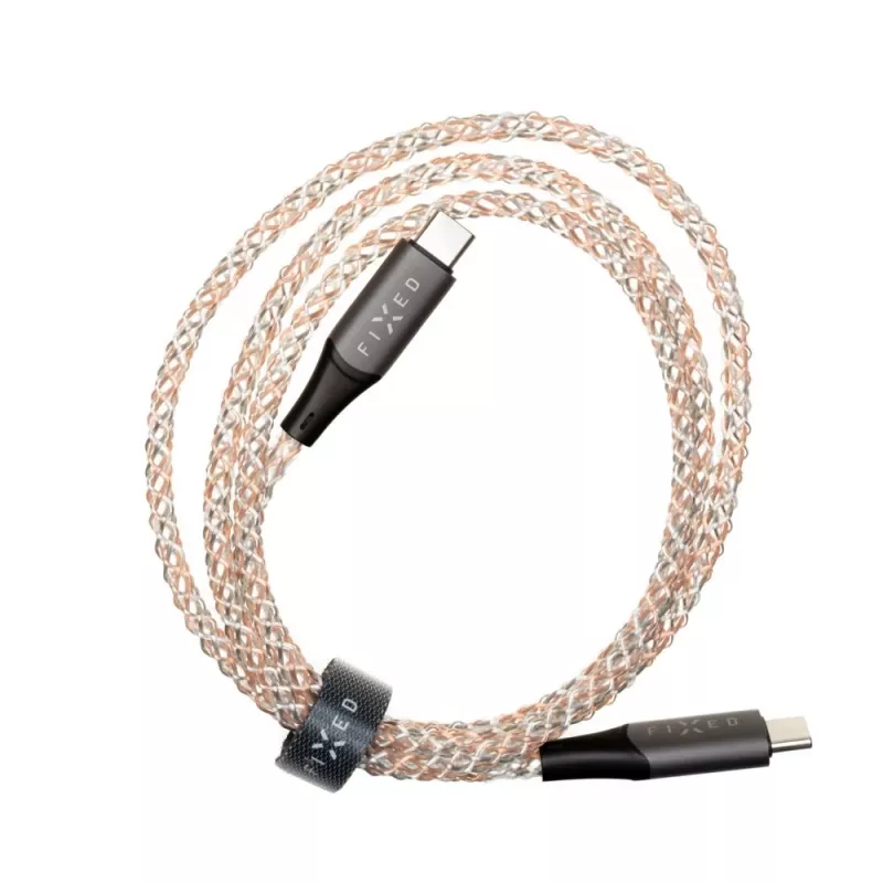 Cavo di ricarica USB-C su USB-C FIXED FIXDLED-CC-RA con supporto PD e lunghezza fissa, LED arcobaleno integrato