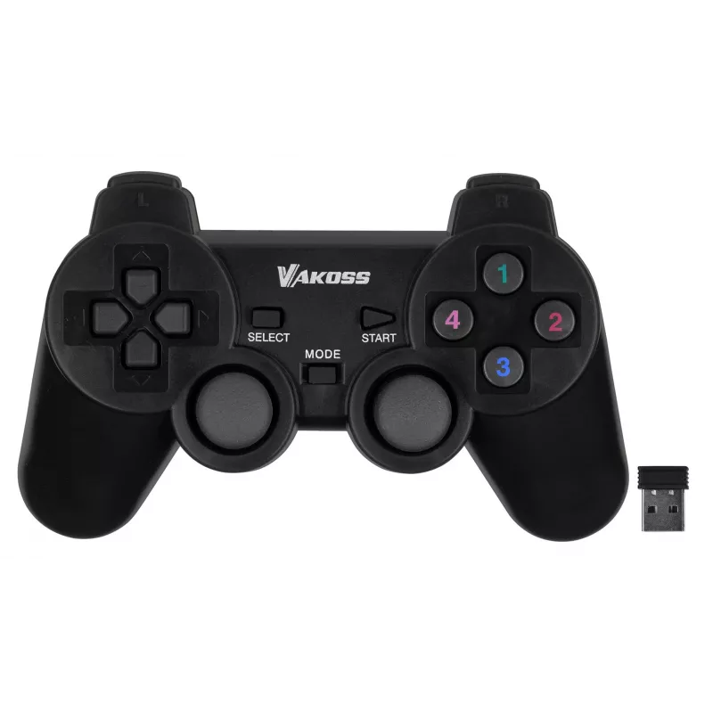 VAKOSS GP-4705BK gamepad wireless USB, PC/PS3, vibrazione dual shock, analogico/digitale, nero