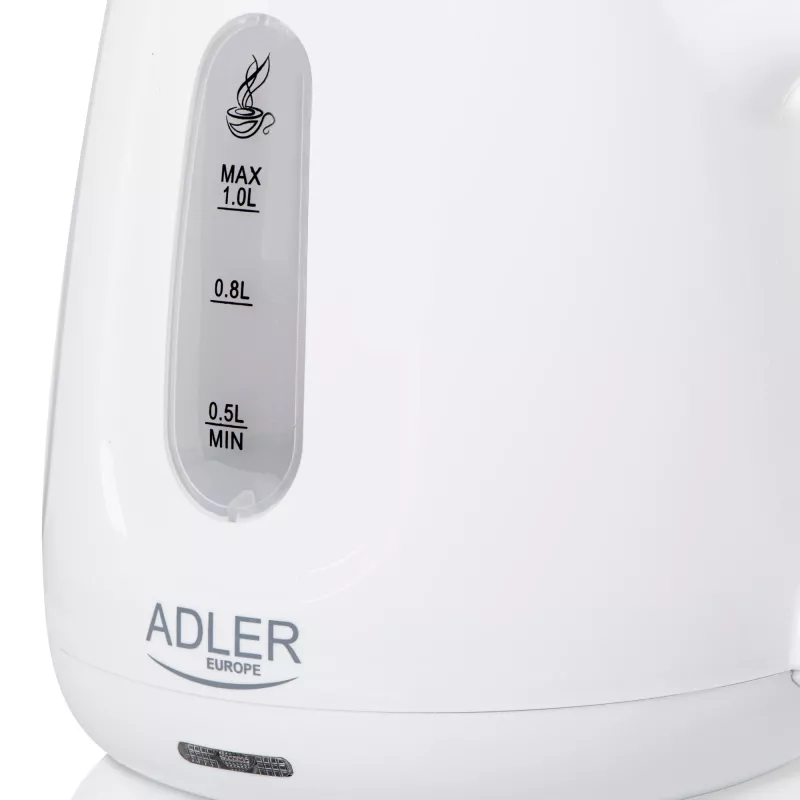 Bollitore Adler AD 1373 – capacità 1 L, 850 W, bianco, base 360°, polipropilene