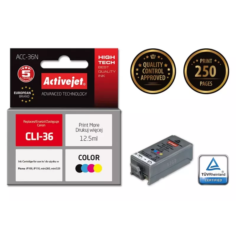 Cartuccia d'inchiostro Activejet ACC-36N (sostituto per Canon CLI-36; Supreme; 12,5 ml; colore)