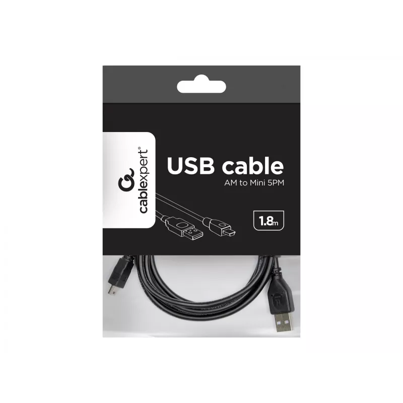 Gembird 1,8 m cavo USB 2.0 A/Mini-USB M USB A Mini-USB B nero