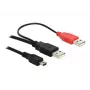 Cavo USB DeLOCK 2x connettore maschio USB2.0-A / USB mini 5 poli 1 m nero