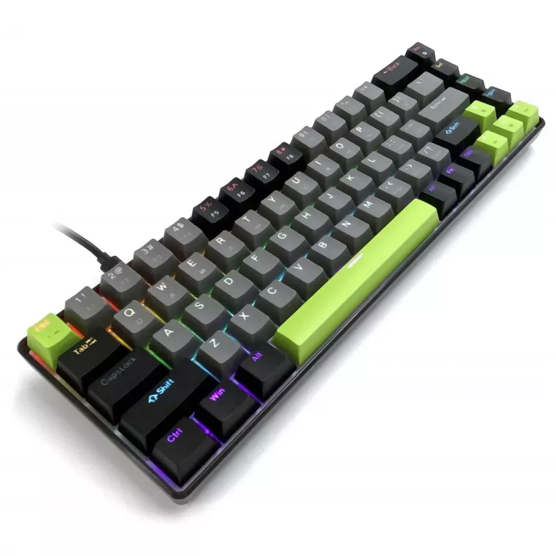 Tastiera meccanica MEDIA-TECH MT1260 Red Core MX60, formato 60%, switch CHERRY MX Red, illuminazione RGB, USB, verde