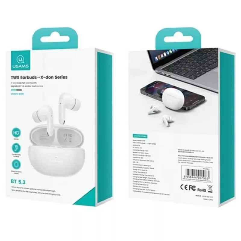 Usams Cuffie Bluetooth 5.3 TWS X-Don Serie Dual Mic ENC wireless