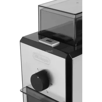 Macinacaffè De’Longhi KG89 — capacità 120 g di chicchi, 110 W, 12 tazze, corpo in acciaio inox e plastica