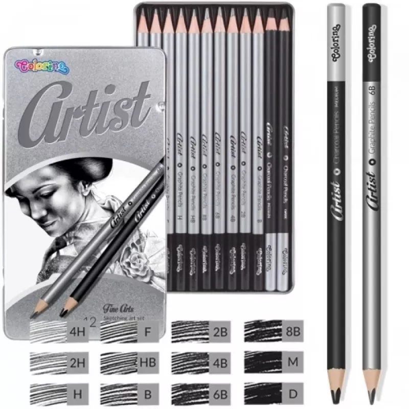 Set artistico da schizzo Colorino 80118PTR – 12 matite da schizzo e accessori